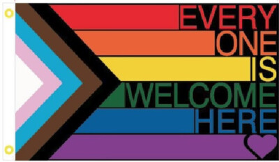 EVERYONE IS WELCOME HERE Progress Pride Rainbow Flag 3x5 FT LGBTQ 100D ...