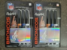 2 X BodyMark by BIC Temporary Tattoo Marker NFL Series Denver Broncos Skin Safe