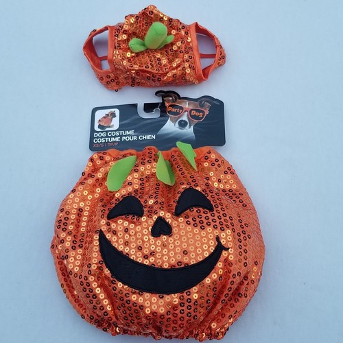 Pet Dog Costume Pumpkin Sequined JackOLantern Halloween XSMALL/SMALL