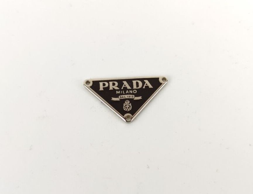 LOGO PRADA TARGHETTA SIMBOLO BEDGE TRIANGOLO RIGINALE NERO USATO