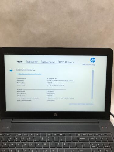 HP ZBook 15 G3 15" Intel i7-6700HQ 2.6GHz 8GB RAM NO HDD/OS Missing Parts - - DW - Picture 2 of 8