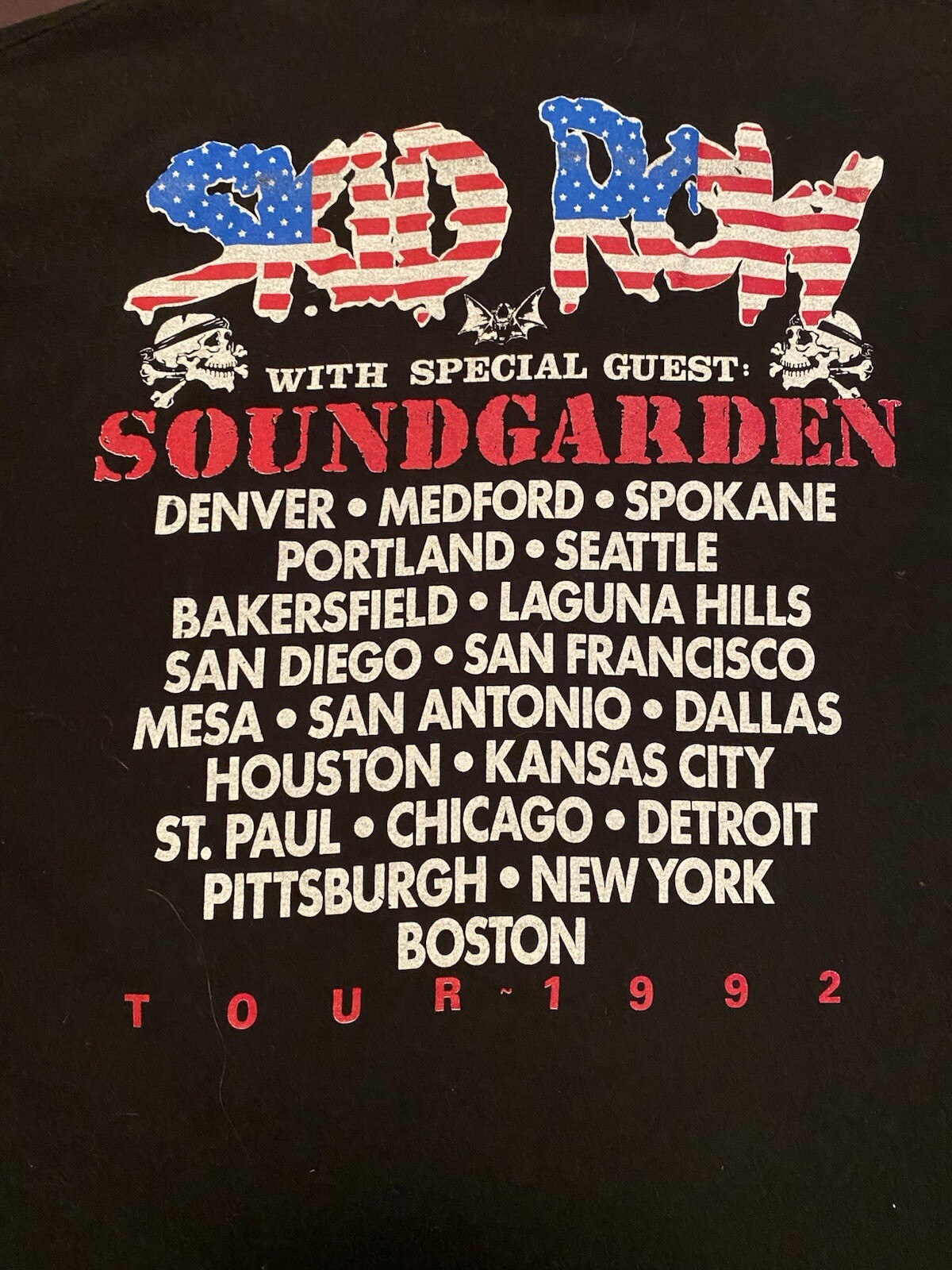 FILA T shirt nera quasi nuova Skid Row Soundgarden grafica 1992 Tour Band XXXL