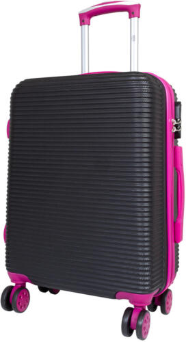 Trolley Koffer Hartschale Santorin Schwarz Reißverschluss Griffe pink Gr. M - Bild 1 von 6