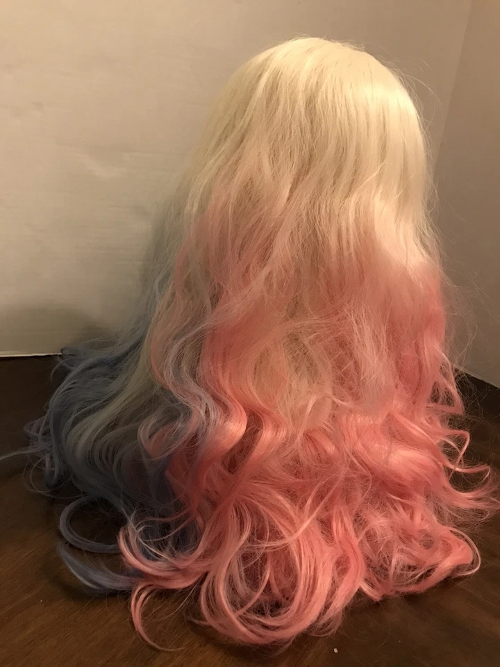 White  Pink Blue Wig    Wavy  19  Inches Cosplay Costume  Long - Image 3 of 3