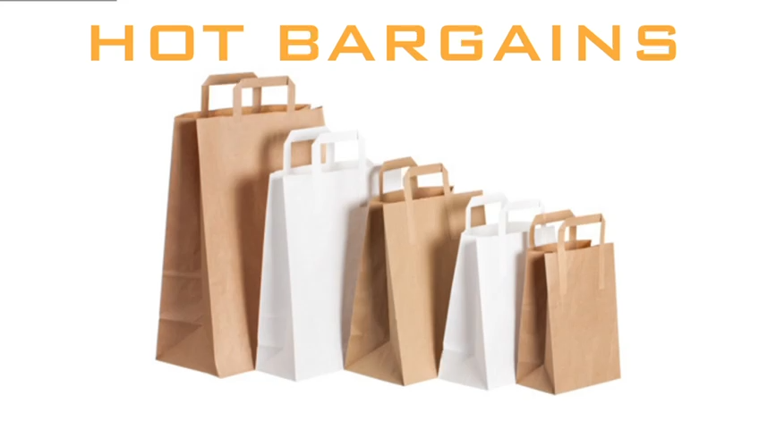 White Paper Merchandise Handle Bags 7 3/4" X 4 3/4" X 9 3/4" 50 Pack