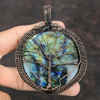 Labradorite Wire Wrapped Tree Of Life Handcrafted Copper Ethnic Gift 3.74''