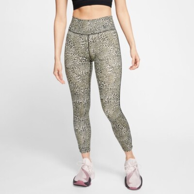 nike training cropped one tight in leopard print