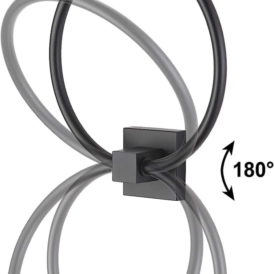 Toallero de mano redondo de acero inoxidable con anillo de pared para baño negro Foto 4 de 4