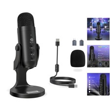 Versatile USB Microphone for Streaming Podcasting with One-Touch Mute Function