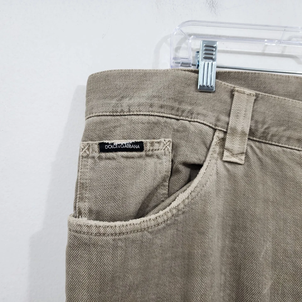 Vintage Original Dolce Gabbana DG Logo Straight-Leg Denim Jeans Beige W40 L38 - Image 3 of 4