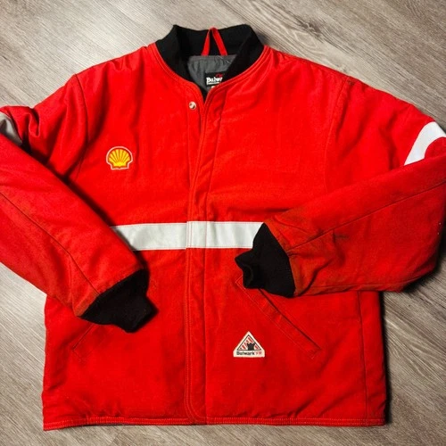 Bulwark FR Mens Red Nomex Flame Resistant Shell Oil Reflective Jacket Large - product listing photo
