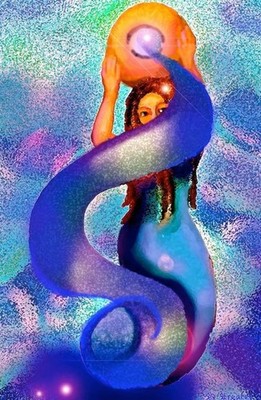 Water Goddess original  art print 8x10 OOAK Wall Decor Easy to Frame