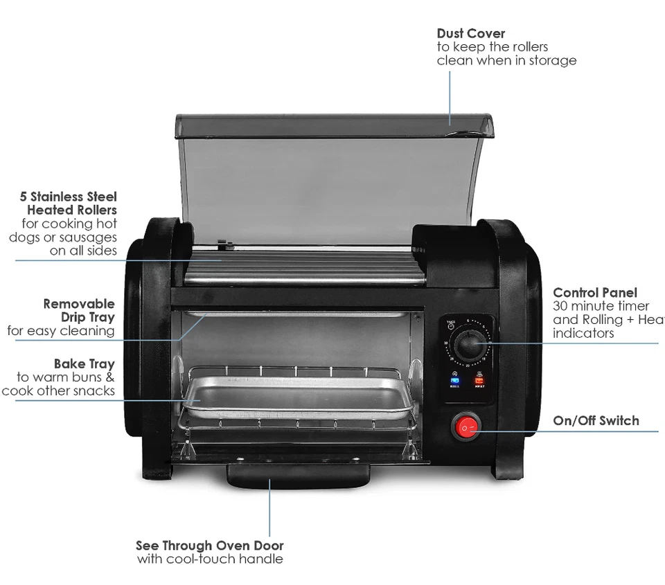 Horno tostador y rodillo Elite Cuisine Hot Dog Foto 3 de 4
