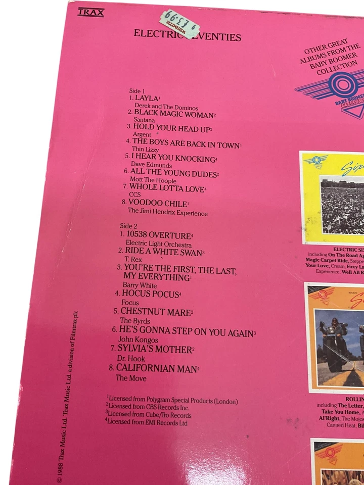 Retro Electric Seventies Baby Boomer Vinyl Record LP 1988 Collection - Image 4 of 4