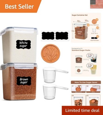 Transparent Airtight Sugar Keeper with Terra Cotta for Freshness - 2.6Qt Duo