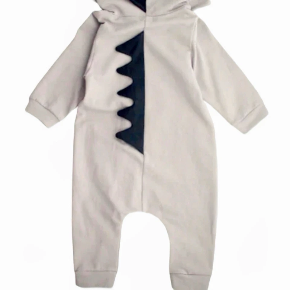 Costume dinosauro penisola bambino unisex 90 2T tuta intera zip grigio nuovo con etichette - Immagine 4 di 4