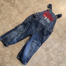 OshKosh B'gosh Overalls Baby Boys 12-18 Months Blue Denim Cargo Vestbak
