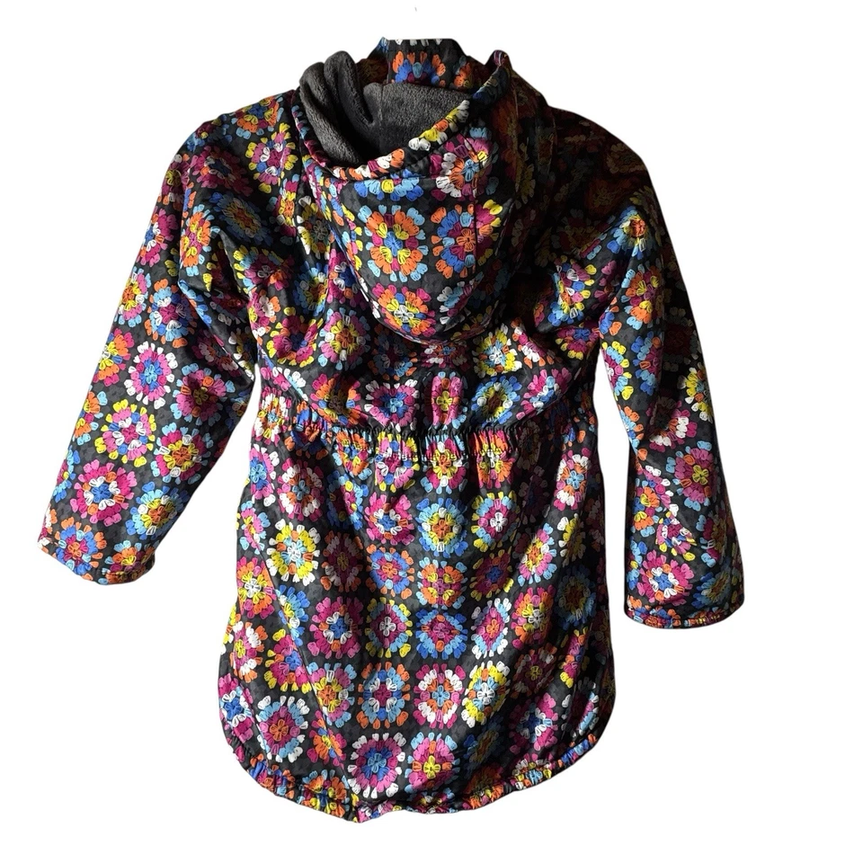 Abrigo Penelope Mack Talla 12 Rosa Vellón Forrado de Felpa Con Capucha Cremallera Completa Caleidoscopio Foto 2 de 4