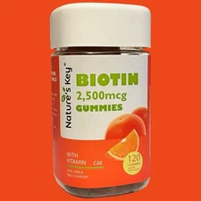 Nature's Key - Biotin Gummies With Vitamin C & E Support Hair Nails Skin, 120ct.
