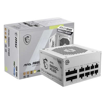 MSI MAG A850GL PCIE 5.1 White Gaming Power Supply 80 Plus Gold ATX 3.1 