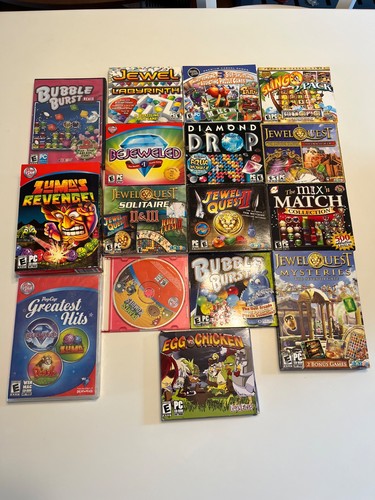 Menge 16 Puzzle CD Rom Windows PC Spiele Zuma, Bejeweled, Jewel Quest, Zombies