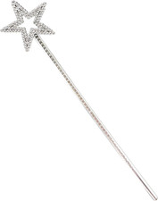 13 Inch Silver Star Wand Fairy Princess Wand Sticks for Girls Costume Party