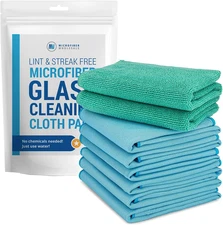 Claro 2 Step Glass Cleaning Cloth 8-Pack – Green Wet & Blue Dry Microfiber Towel