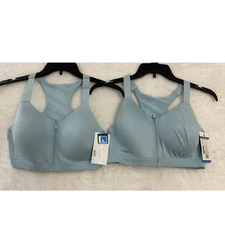 NWT Layer8 Blue Zip Front Bra 1X Padded Sports 2pc Lot 