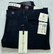 Artful Rebel Jeans Mens 34x32 Black Jax Slim Fit Straight Leg Stretch NWT