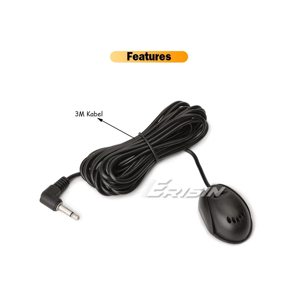 Erisin 3M External Mikrofon Standard 3.5mm Plug For Autoradio GPS Navi PC Laptop - Bild 4 von 4