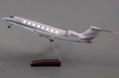 Gulfstream G650ER LED Light Painted Private Jet Model W/Landing Gear Gift