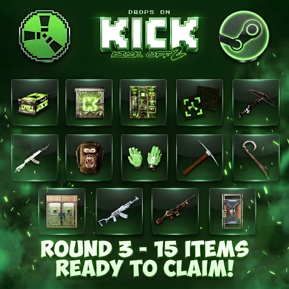 Rust Kick Drops | Round 3 | 15 Skins Ready to Claim - Image 1 of 1