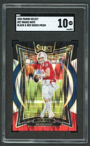 2024 Panini Select Drake Maye Black & Red Shock Prizm Rookie #27 SGC 10 Gem Mint