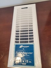 Accord 4" x 12" Floor Register - High Impact Resin w/Adjustable Damper - White