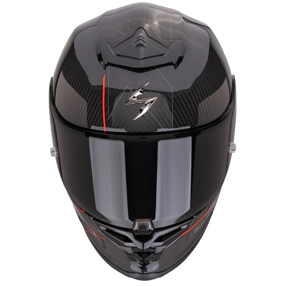 Scorpion Exo-R1 Evo Carbon Air Cynergy Integralhelm Schwarz / Rot Motorradhelm - Bild 2 von 3