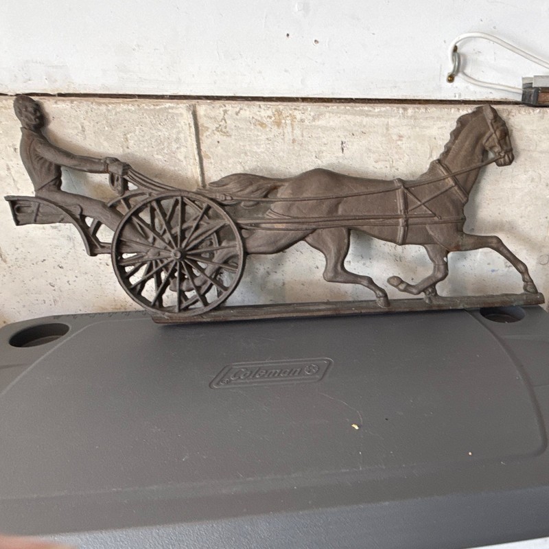 Cast Iron Horse & Buggy Wagon Wheel Wall Plaque Hanging Wall Decor