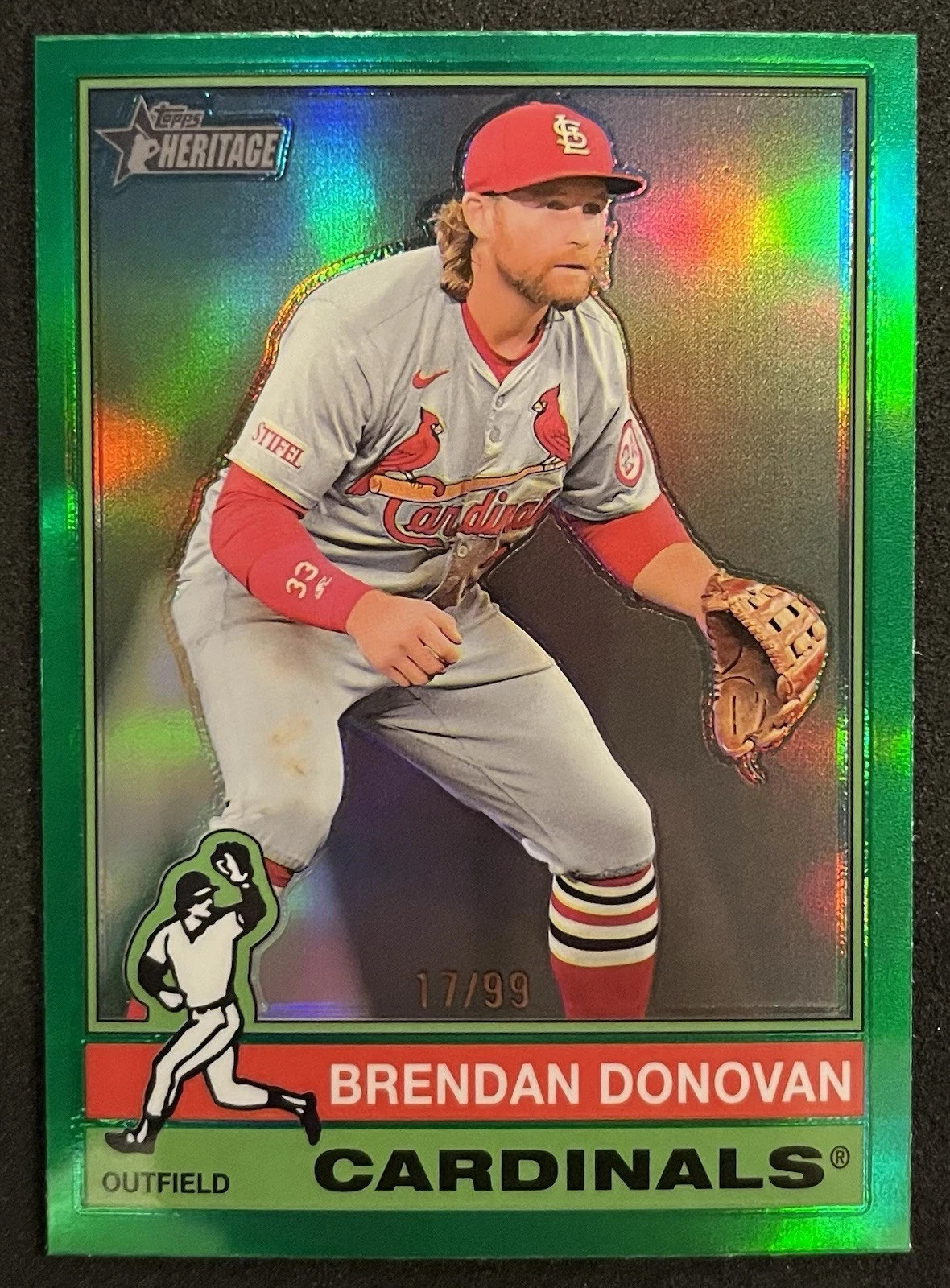 2025 Topps Heritage Brendan Donovan #225 Chrome Green Refractor /99