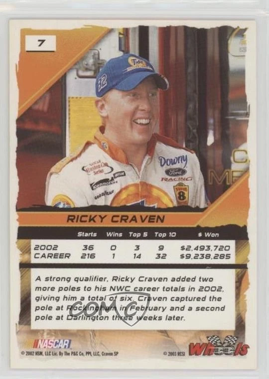 2003 Wheels High Gear Ricky Craven #7 - Image 2 of 2