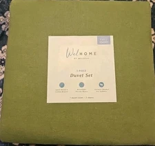 WelHome Cotton Linen Relaxed Duvet Cover 3 Piece Set Full/Queen Green New