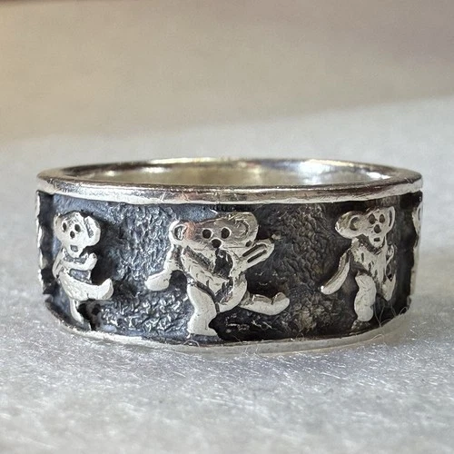 Vintage 925 Grateful Dead Ring Dancing Bear 3D Rock Band silver Unisex 11.5