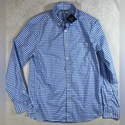 NWT Vineyard Vines Small OTG On the Go Brrr Blue and White Checkered Shirt