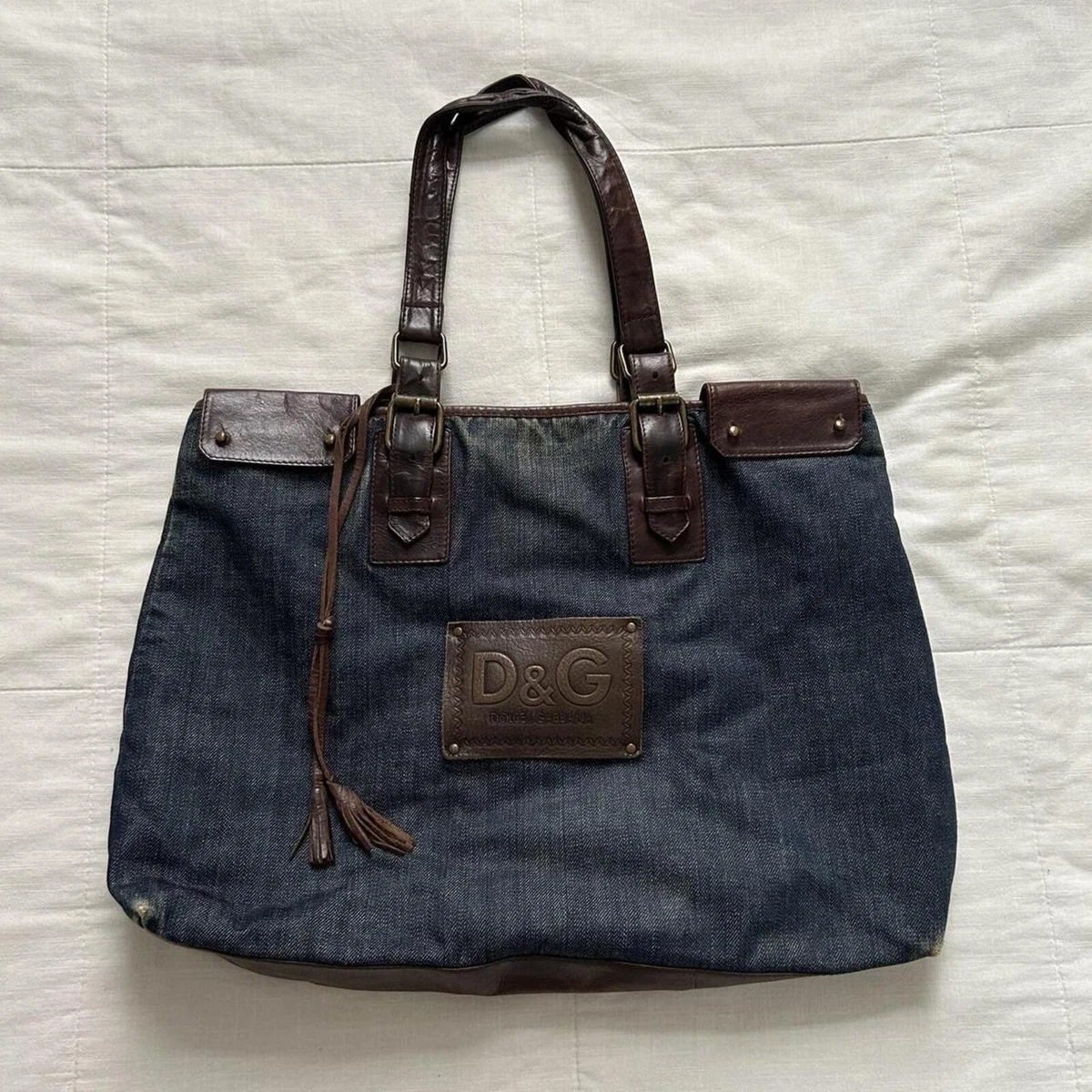 D &G デニム・レザー ボストンバッグ Dolce&Gabbana Women's Denim Exterior Bags & Handbags for Women for