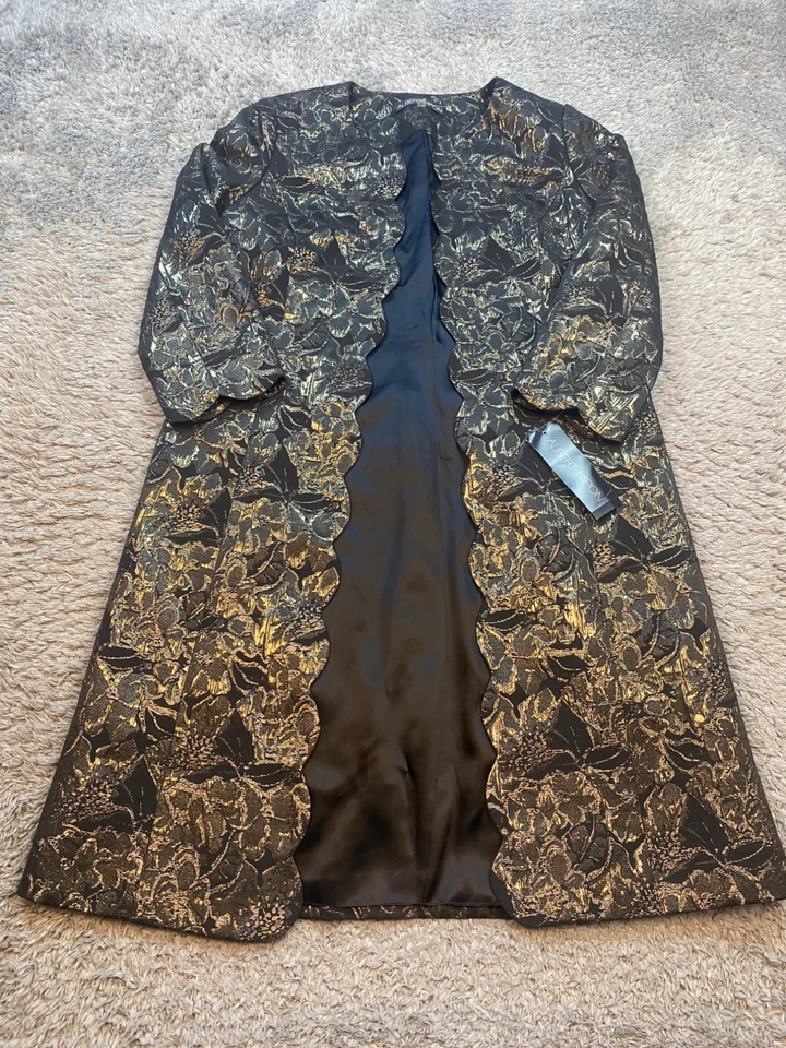 Albert Nipon Dress Women 4 Floral Cocktail Midi 2pc Duster Cardigan NWT $450MSRP - Imagem 2 de 4