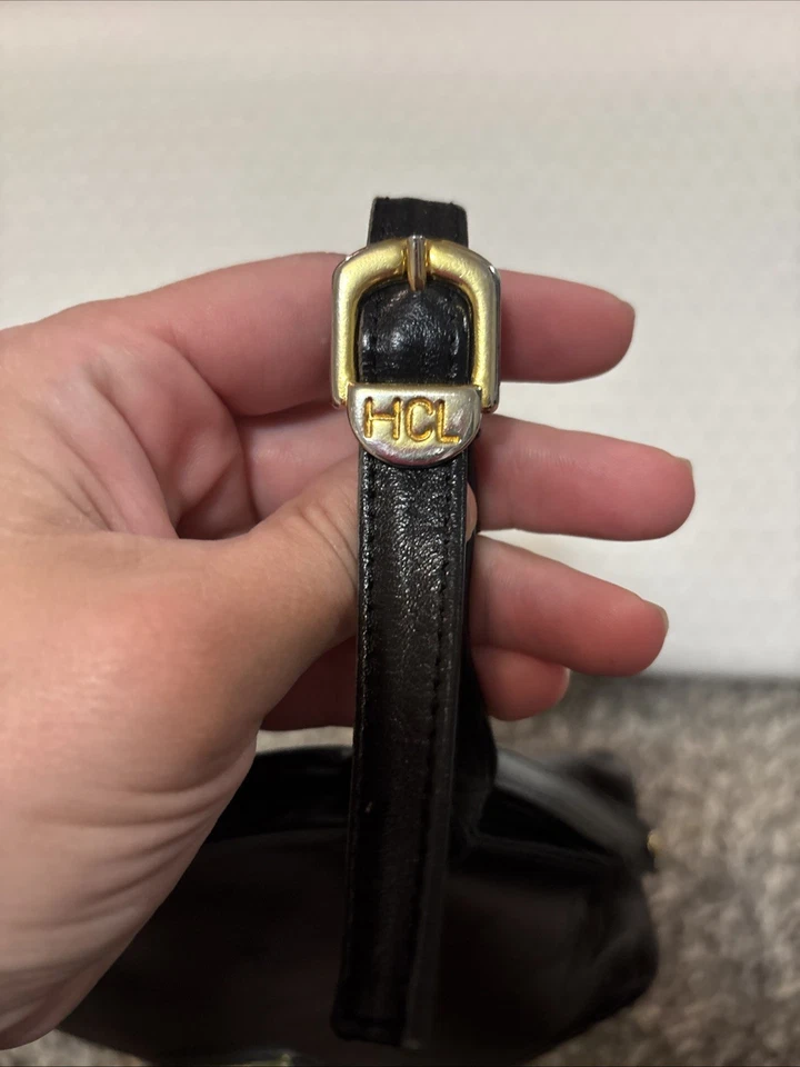 Bolso sin asas bandolera pequeño con cierre de solapa y cierre de cuero marrón HCL - De colección Foto 4 de 4