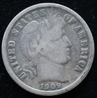 KAPPYSCOINS GF450  1909S FINE SILVER  BARBER DIME