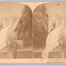 1895 Rock of Ages The Ascension Art Painting Real Photo Stereoview Christian V46