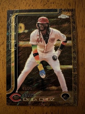 2025 Topps Gilded Collection #120 Elly De La Cruz Gold Wave Refractor /75 Reds