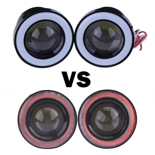 2.5" Yellow Fog Light LED Projector COB Halo Angel Eye Ring DRL Driving Bulbs , - Foto 4 di 8