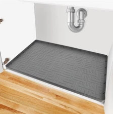 Waterproof Under Sink Mat 34" x 22" for Kitchen or Bathroom, Easy Clean Silicone