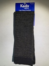 KEDS Girls Tights Fleece Footless Sz M 7-10 Years Black/purple Sparkly Glitter